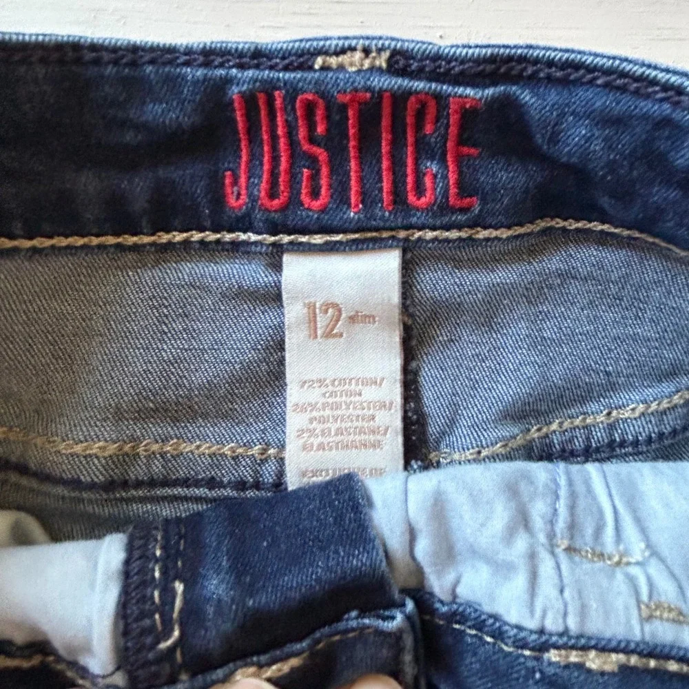 Justice Girls Denim Shorts Bundle Size 12/12Slim Embroidered /Distressed 4Pack